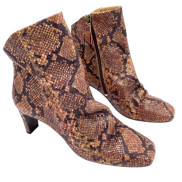 Free People Shoes - Free People Cybill Slouch Heeled Bootie Snake Print Leather EU 40